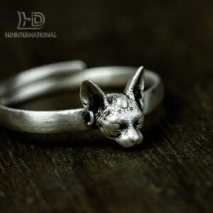 925 Sterling Silver Sphinx Cat Ring, Silver Cat Ring, Sphynx Cat Jewelry, Cat Gift, Valentine’s Day Gift