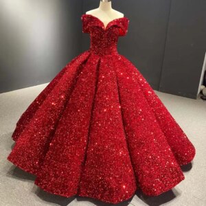 Red Puffy Quinceanera Dresses Ball Gown Off The Shoulder Seuqins Sparkle Mexican Sweet 16 Dresses 15 Anos Customized