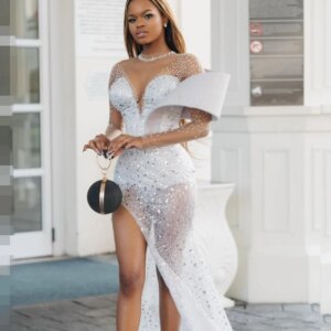 Exquisite Evening Dresses High Split Crystals Beaded Long Mermaid Prom Gowns Illusion Sequin Wedding Party Dress Customized