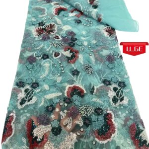 2025Latest Elegant Superior Quality Austria Luxurious Soft mesh Lace With Lots Beads fabric For Wedding Evening Dress U_Ge1829