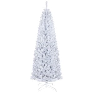 HOMCOM 6ft Pencil Christmas Tree Unlit Artificial Christmas Tree Slim Douglas Fir Xmas Tree with Realistic Branches Halloween T