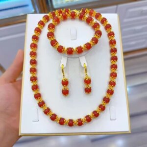 New Nigeria Dubai Gold Plated Necklace Earrings Bracelet Wedding Party Jewelry Set for Lovers YY10606