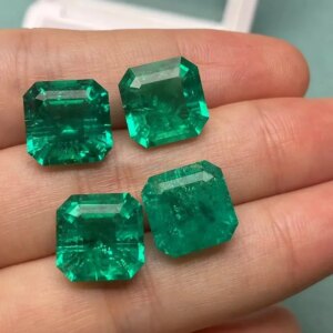 Ruif Top Quality Nice Inclusion Hydrothermal Lab Grown Emerald Asscher Cut Loose Stone for Jewelry Making With Certificate