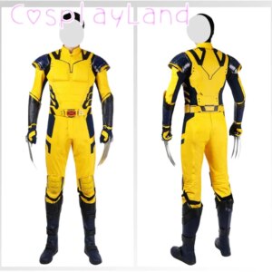 Superhero Logan James Cosplay Costume Wolve Yellow Battle Armour Outfit Leather Jumpsuit Halloween Carnival Adult Men Suit
