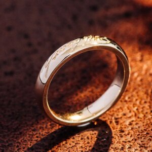 Provence Engraved Ring 10K14K Solid Gold Plain band Minimalist Ring Anniversary Couple Rings Wedding Band Personalized Custom