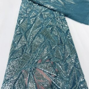 2025 Latest African French Lace Fabric High Quality African Tulle Lace Fabric For Wedding Beaded Nigerian Lace Fabric
