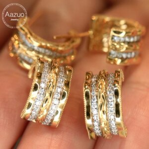 Aazuo Vintage Jewelry 18K Solid Yellow Gold Natrual Diamonds 0.46ct Hook Earring For Woman Upscale Trendy Wedding Engagement