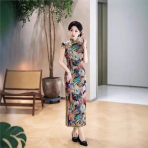 New cheongsam Chinese style elegant temperament long performance dress