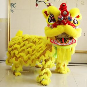 Lemon Yellow Crane Mounted Lion Awakening Foshan Head Lion Dance Buddha Mounted Lion Prop Double Costume