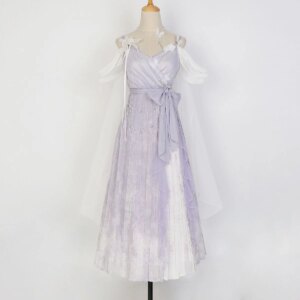 Mist Immortal Chinese Style Han Element Daily Super Fairy Jsk Sling Dress Full Set Summer Purple Kawaii Dresses Hanfu
