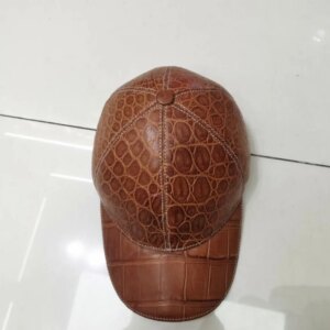 2025 New Luxury Crocodile Leather Men’s Sun Hat Luxury Brown Genuine Leather Baseball Cap Leisure Outdoor Hat For Man 45