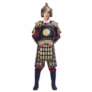 Ancient Soldier Gold Armor Performance Costume Men Drama General Armour Battle Robe Chinese Film Television Stage Outfit Man
