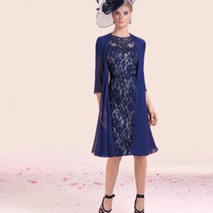 Customized Navy Blue Short Mother Of The Bride Dresses With Jacket Lace Wedding Guest Gown For Woman Elegant Mom Robe De Mariage
