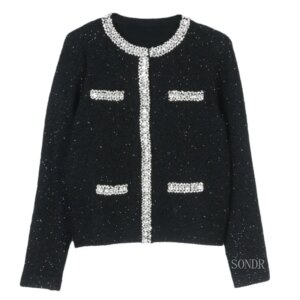 High Fashion Knitted Cardigan Women 2025 Celebrity Light Luxury Heavy Industry Diamond Sequins Slim Knitted Cardigan Jacket