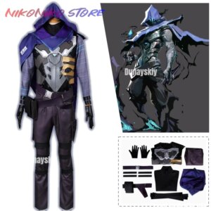 Game Valorant 코스프레 Omen 코스프레 Costume Cloak Gloves Combat Uniform Adult Men Roleplay Outfits Male Halloween Party Custome