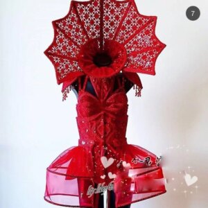 Halloween devil costume Red black lace witch cosplay party costumes suit DS gogo dress