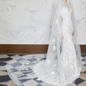 Customized Tulle Mermaid Appliques Evening Dress O-neck Floor Length Long Sleeves White Watteau Train Vestidos para mujer