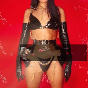 Bar GOGO black chain sexy patent leather DS costume