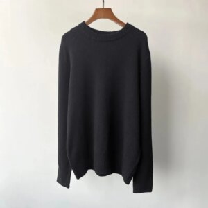 Fashionable Classic Pullover Black Round Neck Knitwear Wool Cashmere Sweater for Women