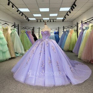 Shiny Princess Quinceanera Dresses Off Shoulder Customized Beading Crystal Corset Tull Sweet 16 Dress Ball Gown Vestidos 15 Anos