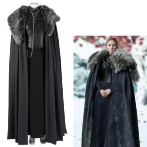 TV Sansa Cosplay Stark Costume Fighting Uniform with Cape for Women Halloween Carnival Disguise Party Outfits
