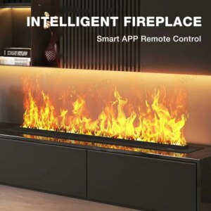 Electric Water Mist Fireplace, 12 Color LED Lights adjust , APP Remote Control Fireplace For Symbolizes Family Growth & Fortune
