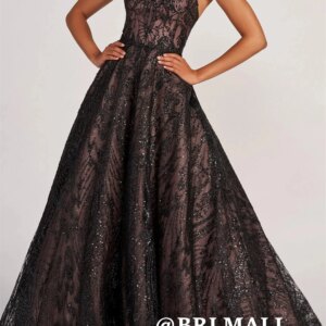 BRLMALL Black Lace Evening Dress for Women 2025 Strapless Shiny A Line Party Gowns Customized Prom Cocktail Wedding Guest Dress