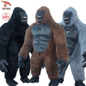 Saygo Upgrade Inflatable King Kong Costume Mascot for Adult Halloween Furry animal Carnival Walking Dress Suit Fursuit Gorilla