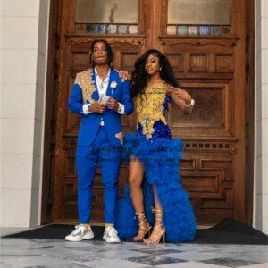 Sparkly Appliques Sequins Prom Dress 2025 Customized Ruffles Elegant Mermaid Wedding Party Gown For Black Girl Robe De Soiree