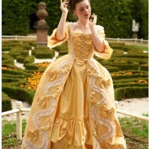 18th Century French Rococo Colonial Dress Medieval Marie Antoinette Yellow Dress Rococo Vintage Ball Gown Renaissance Costume