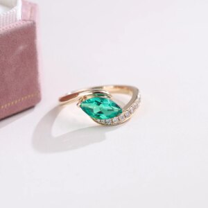 Provence Gradient Ring Marquise Cut Lab Grown Gemstones 14KGold Ring Luxury Wedding Band cocktail ring Personalized Custom