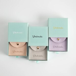 Custom Logo Drawer Style Sponge Lined Jewelry Packaging Box Snap Bag for Rings Necklaces Earrings Portable Wedding Gift Case