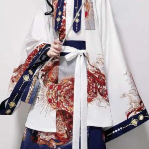 New Chinese Style National Style Han Elements Fashion Printing Improve Horse-face Skirt Culotte Cloak Suit Hanfu Cos Cosplay