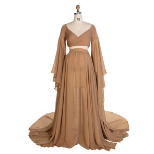 Fall maternity dress for pictures ruffled sleeves maternity long train dress boho dress for photohoot
