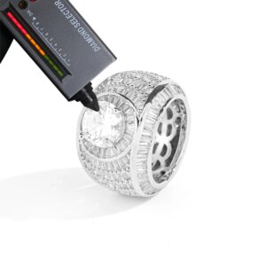 925 Sterling Silver Moissanite Ring D VVS Geometric Baguette Iced Out Ring with GRA Hip-Hop Jewelry