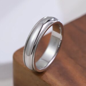 Provence Luxury Shiny Ring PT950 KGold Plain for Men Wedding Classic milgrain Design Unisex Jewelry Personalized Custom