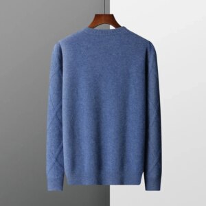 Men’s Cashmere Sweater Top O-neck Knitted Sweater New Diamond Design Loose and Comfortable Sweater Autumn/Winter