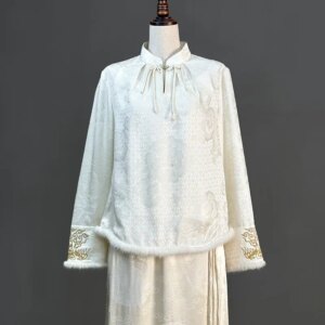 High Quality Women’s New Silk Long-Sleeved Chinese Style Top Versatile Autumn and Winter