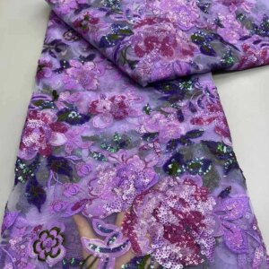 Luxury African Sequins Lace Fabric 5 Yards Embroidery Nigerian Lace Fabric 2025 High Quality Lace Tulle French Lace For Drees