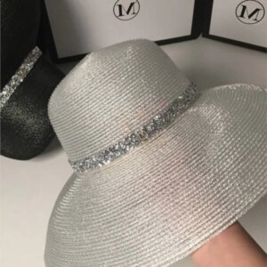Women’s spring new big-brimmed silver bowler fisherman’s hat