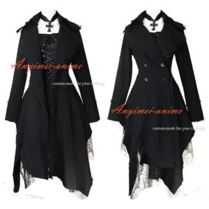 fondcosplay Gothic Lolita Punk Fashion black cotton Coat Jacket Dress Cosplay Costume CD/TV[CK920]