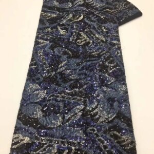 African Lace Fabric 5yards Mesh Lace 2025 High Quality Sequins Embroidery Tulle Lace Wedding Party Dress Nigerian Lace Fabric