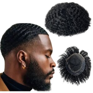 Mongolian Virgin Human Hair Replacement #115 8mm Wave Q6 Toupee 8×10 Skin Unit for Black Men