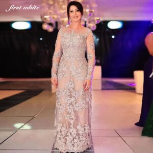 Long Sleeves Mother of the Bride Dress With Full Lace Wedding Party Dress Prom Dress For Women Robe Invitée Mariage Customized