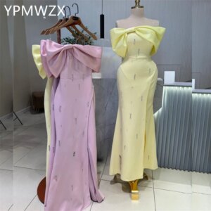 Customized Prom Gown Evening Women Formal Dress YPMWZX Sheer Straps Column Ankle Length Skirts Bow Bespoke Occasion Dresses Part
