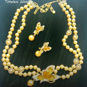 Timeless Wonder Retro Zircon Enamel Butterfly Necklace N Button Earrings Women Designer Fine Jewelry Set Trendy Classy Top 4612