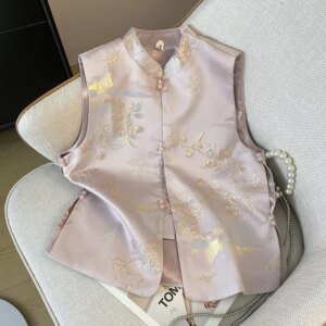 Pan ethnic style heavy industry embroidery top vest Chinese women’s small coat