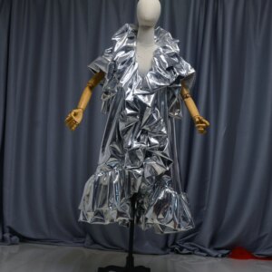 Silver Fashion Jacket Fashion stage cloak party ball Volume Ruffles Edge cloak custom color