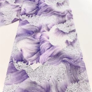 Luxury African Lace Fabric 2025 High Quality Sequins Beads Lace Fabrics For Nigerian Wedding French Tulle Lace Fabric ShitT