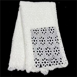 High Quality |White Embroidered Flower Hollow Water Soluble Lace skin-friendly Soft Milk Silk Women Dress women’s Fabric